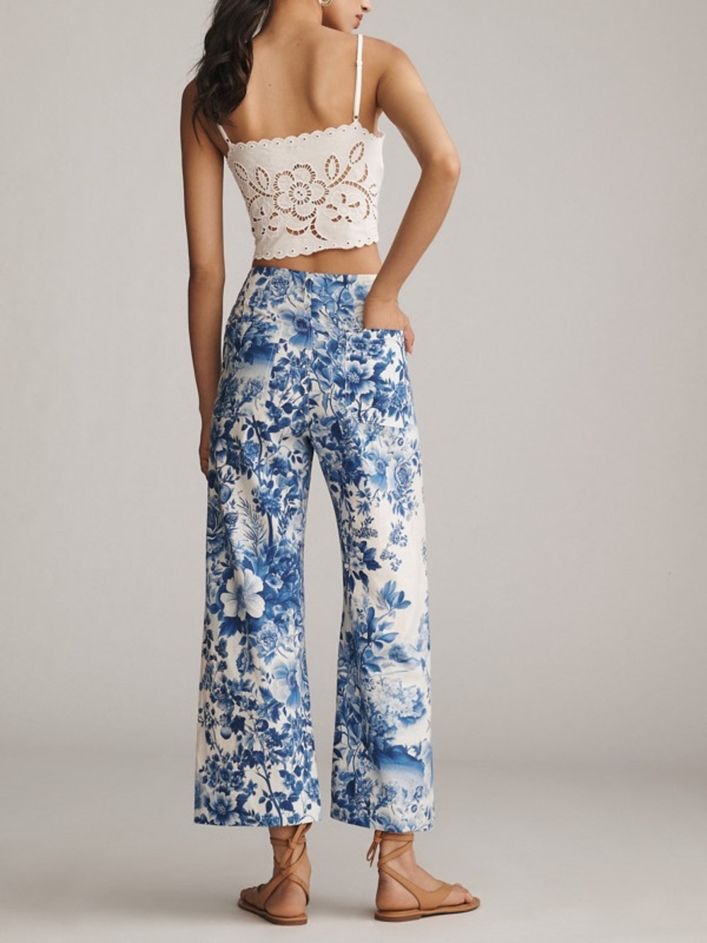 Anthropologie Maeve The Colette Linen Botanical Wide Leg Crop Pants 30 - Picture 3 of 15